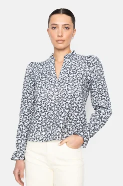 Jenny Blouse Navy Rosehip Print