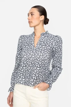 Jenny Blouse Navy Rosehip Print