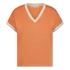 Jerry Vneck Striped Rib Coppertan