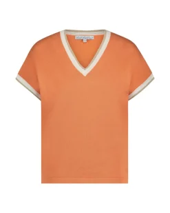 Jerry Vneck Striped Rib Coppertan