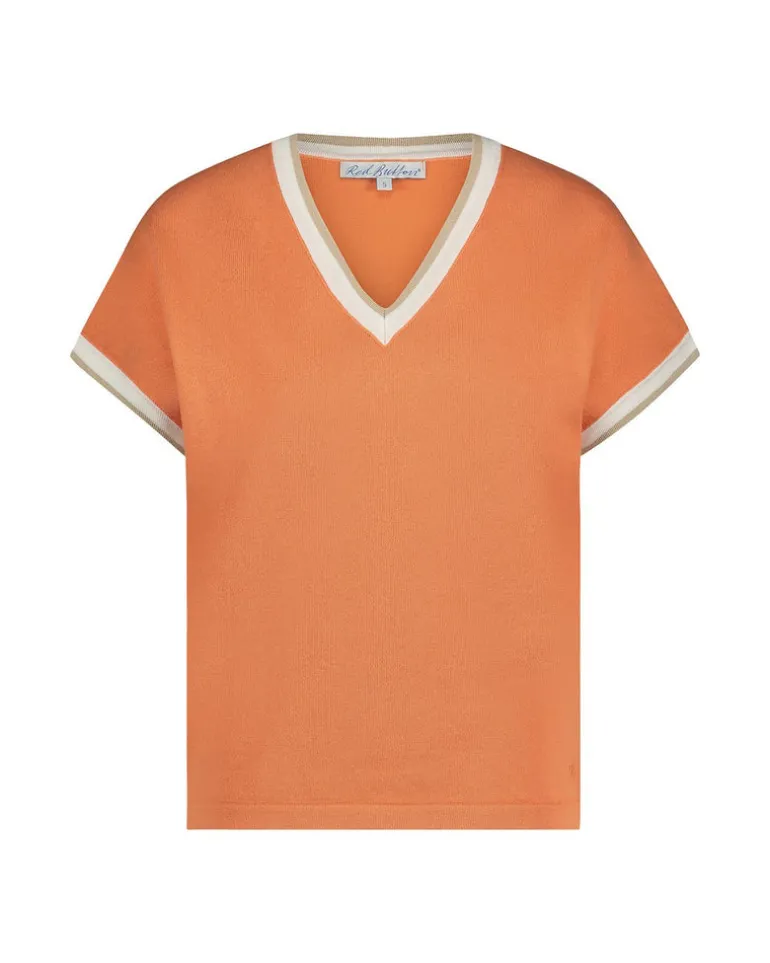 Jerry Vneck Striped Rib Coppertan