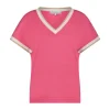 Jerry Vneck Striped Rib Raspberry