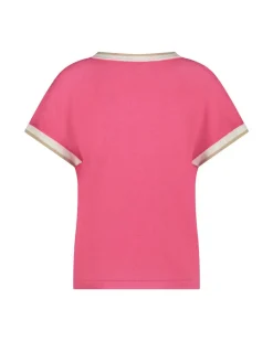Jerry Vneck Striped Rib Raspberry
