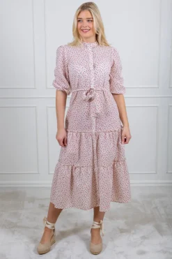 Kate Long Dress White/Rose