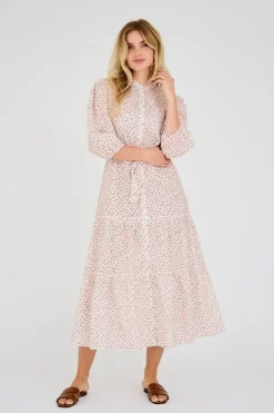 Kate Long Dress White/Rose