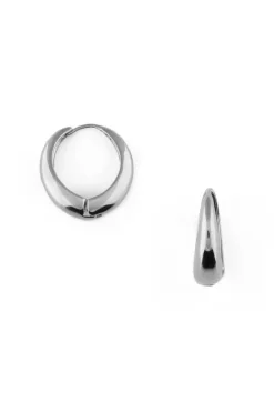 Large Tapered Hoop Earrings Silver