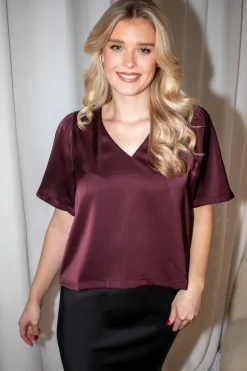 Largo Heavy Sateen Blouse Burgundy