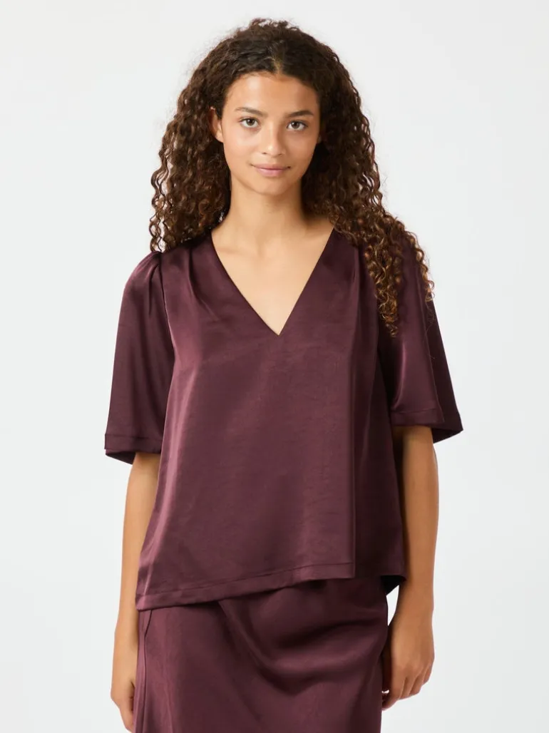 Largo Heavy Sateen Blouse Burgundy