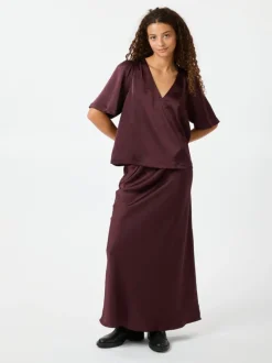 Largo Heavy Sateen Blouse Burgundy