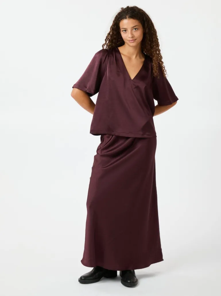 Largo Heavy Sateen Blouse Burgundy