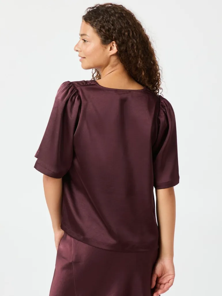 Largo Heavy Sateen Blouse Burgundy