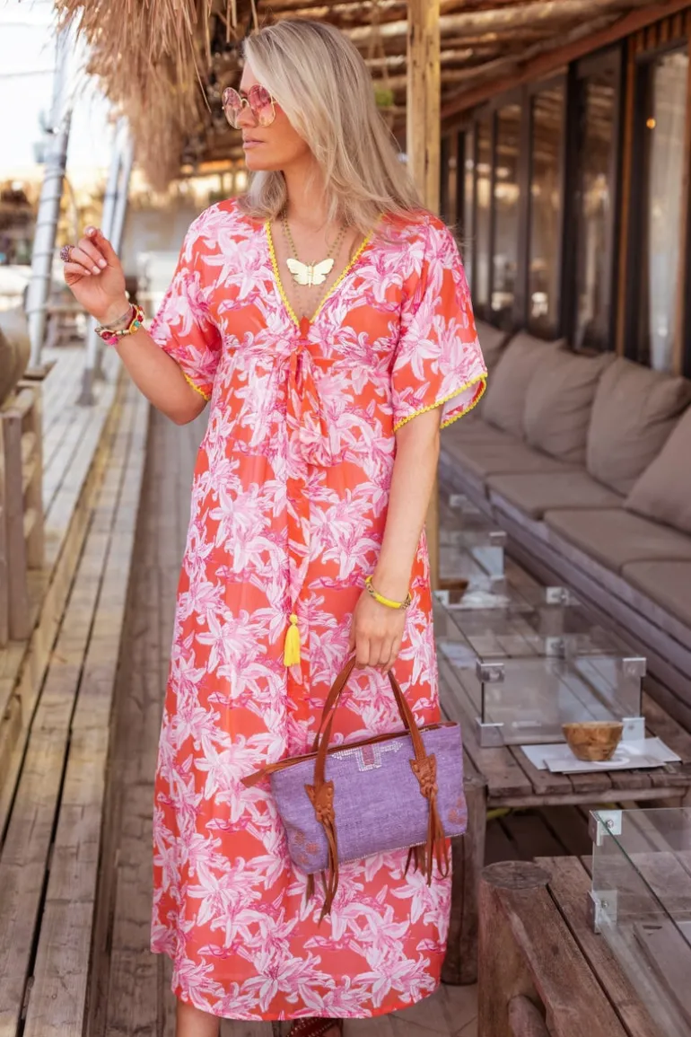 Lelies Long Dress Orange White
