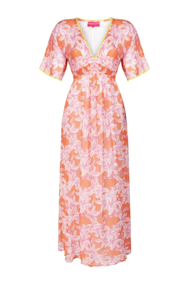 Lelies Long Dress Orange White
