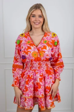 Lelies Short Dress Orange White