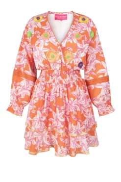 Lelies Short Dress Orange White