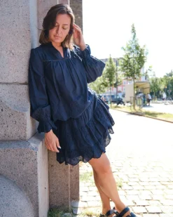 Line Emb Skirt Navy