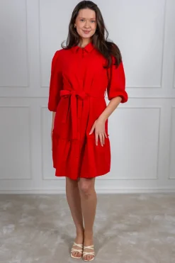 Linen Dress Red