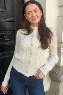 Liva Ls Knit Cardigan Star White
