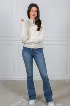 Liva Ls Knit Cardigan Star White