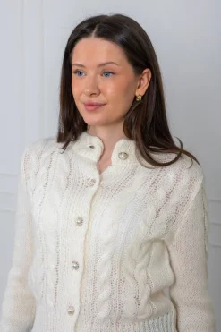 Liva Ls Knit Cardigan Star White