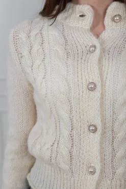 Liva Ls Knit Cardigan Star White