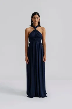 Lola Wrap Dress Dark Blue