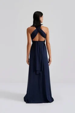 Lola Wrap Dress Dark Blue