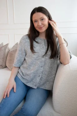 Lulu 2/4 Knit Cardigan Light Grey Melange