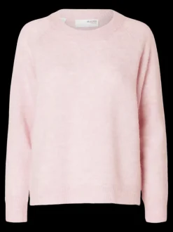 Lulu Ls Knit O-Neck Bleached Mauve Melange