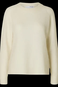 Lulu Ls Knit O-Neck Snow White Melange