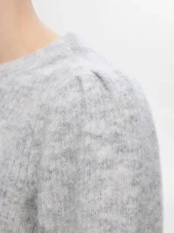 Lulu Ls Knit Rib O-Neck Light Grey Melange