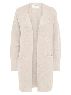 Lulu New Ls Knit Long Cardigan Birch Melange