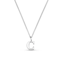 Luxe C Initial Necklace Silver
