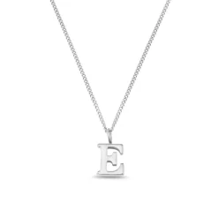 Luxe E Initial Necklace Silver