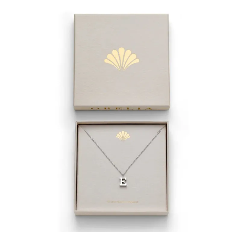 Luxe E Initial Necklace Silver