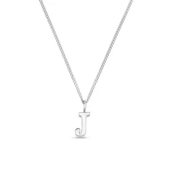 Luxe J Initial Necklace Silver