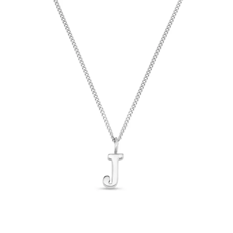 Luxe J Initial Necklace Silver