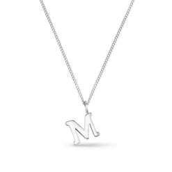 Luxe M Initial Necklace Silver