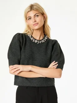 Maia Stone Knit Blouse Antracit Melange