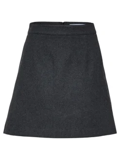 Mercy-Ula Hw Mini Wool Skirt Dark Grey Melange