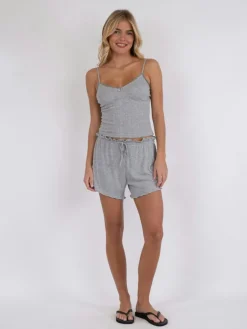 Merritt Pointelle Shorts Light Grey