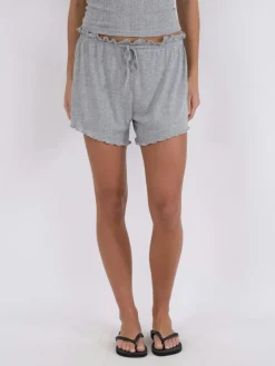 Merritt Pointelle Shorts Light Grey
