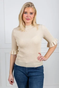 Mikke Ss Knit Top Birch
