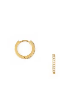 Mini Pave Huggie Hoop Earrings Crystal