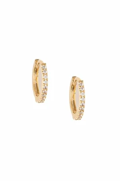 Mini Pave Huggie Hoop Earrings Crystal