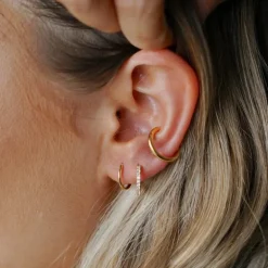 Mini Pave Huggie Hoop Earrings Crystal