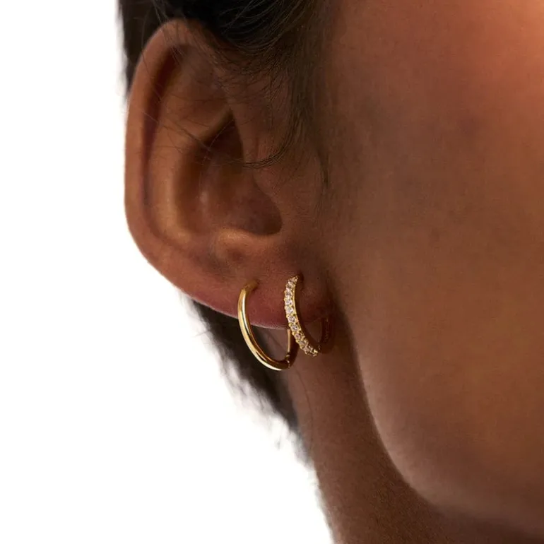 Mini Pave Huggie Hoop Earrings Crystal