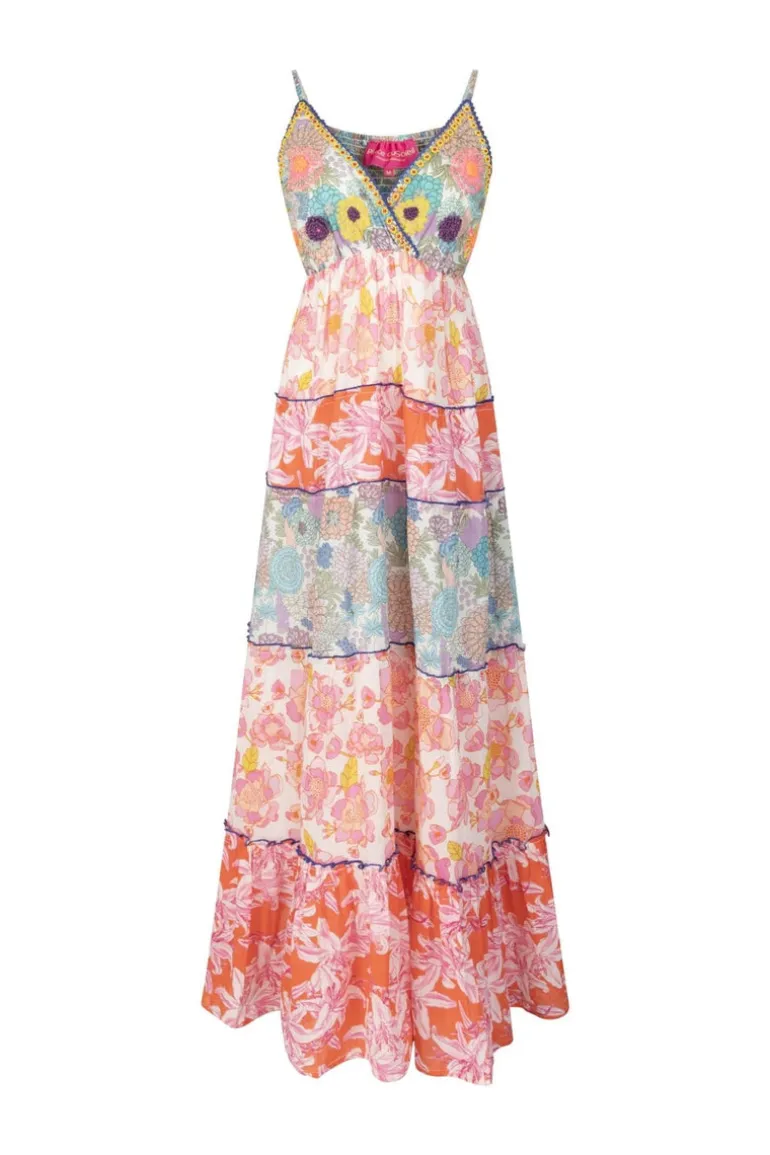 Mix Print Straps Long Dress