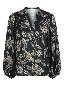 Nani Canvas Flower Blouse Dark Navy