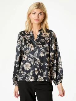 Nani Canvas Flower Blouse Dark Navy